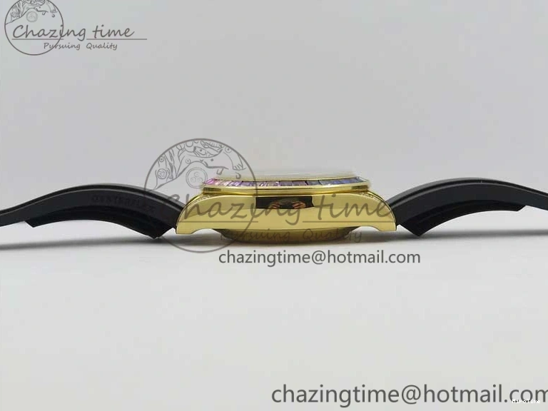 MiroTime 0124 Daytona 116589RBOW YG Rainbow Crystal BLF Best Edition Black Dial on Rubber Strap A EasyMatch 3238